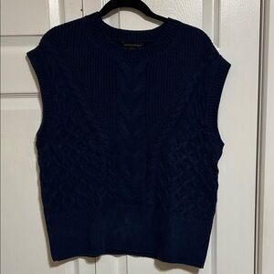 Banana Republic Navy Cable-Knit Sleeveless Pullover Vest